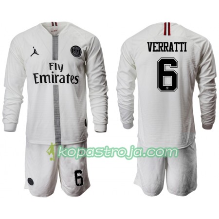 Billiga Fotbollströjor Paris Saint-Germain VERRATTI 6 Jodan Vit Barn Tredje tröja 2018/19 Långärmad
